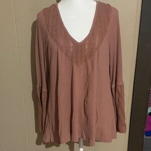 Free People Women's V-Neck Brown Top